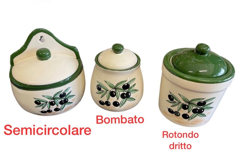 Barattolo contenitori con disegno olive in ceramica