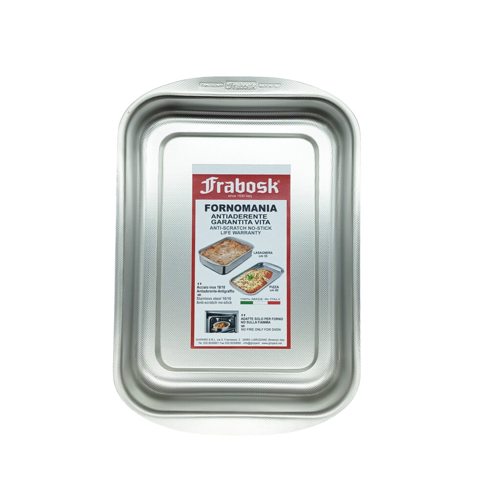 Teglia Alta / Lasagnera Rettangolare Acciaio Inox 18/10 Antiaderente cm 25-30-35-40 Frabosk